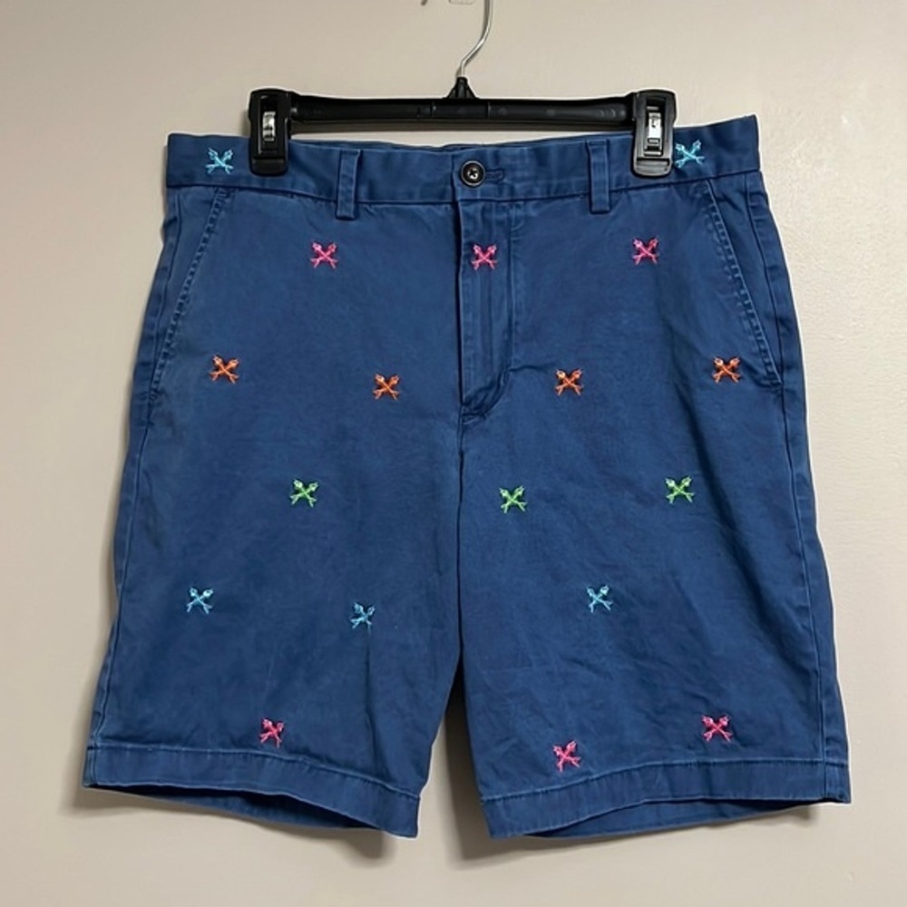 Vineyard Vines Blue Preppy Dad Breaker Shorts Men's 32‎ Fish bone Novelty Print
